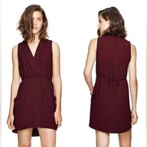 Aritzia Wilfred 100%Silk Sabrine Faux-Wrap Mini Sleeveless Tassel Elegant Dress